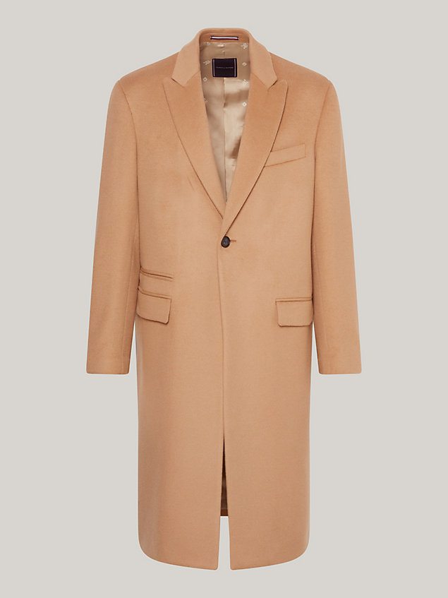beige cashmere single breasted coat for men tommy hilfiger