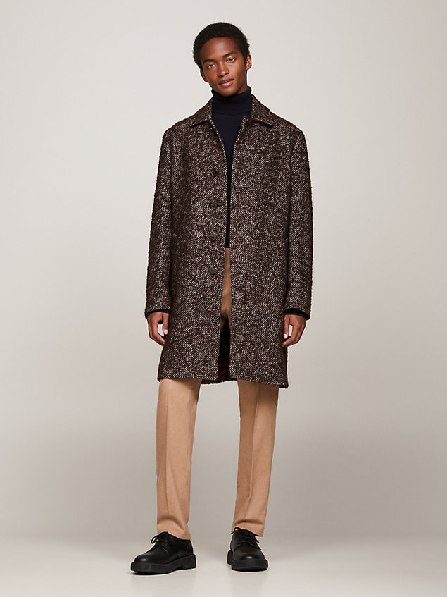 abrigo de rizo con corte largo brown de hombre tommy hilfiger