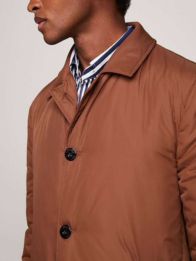 brown płaszcz o regularnym kroju th flex dla mężczyźni - tommy hilfiger