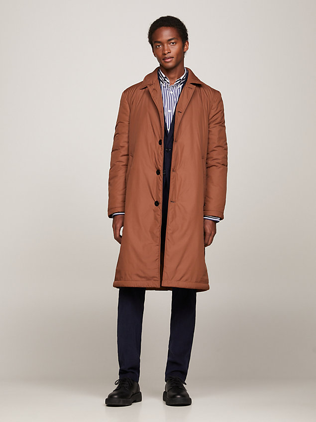 brown th flex regular fit car coat voor heren - tommy hilfiger