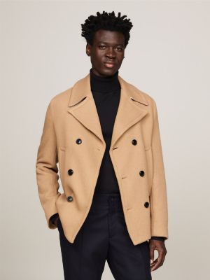 Mens beige pea clearance coat