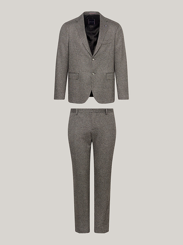 grey houndstooth check jersey two piece suit for men tommy hilfiger