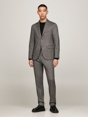 Houndstooth Check Jersey Two Piece Suit, Grey