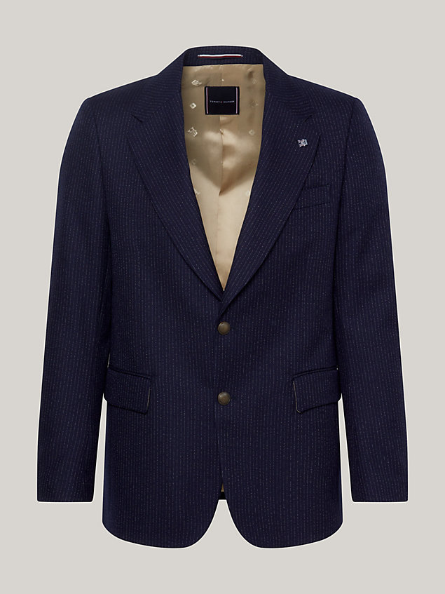 blue wool blend pinstripe slim fit blazer for men tommy hilfiger
