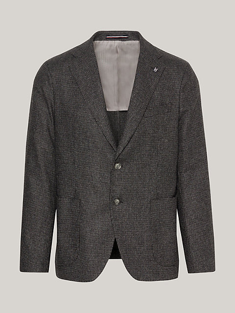 grey micro houndstooth check slim fit blazer for men tommy hilfiger