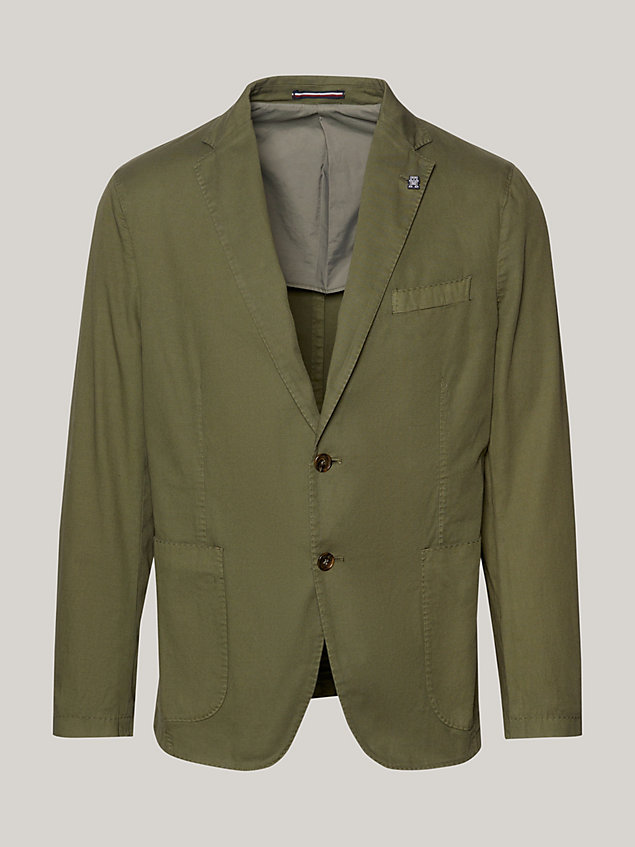 green zweiteiliger slim fit anzug aus broken twill für herren - tommy hilfiger