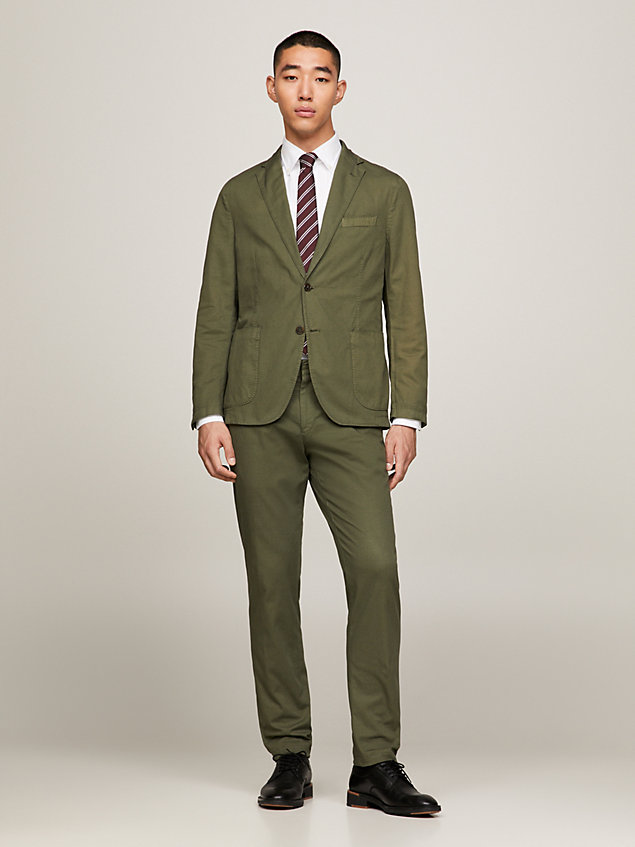 green broken twill two-piece slim fit suit for men tommy hilfiger