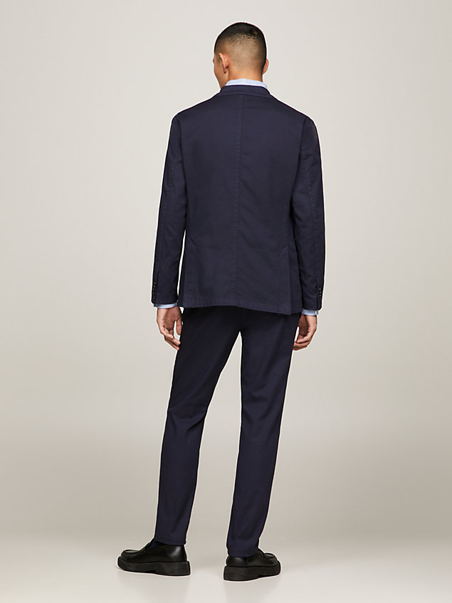 blue broken twill two-piece slim fit suit for men tommy hilfiger
