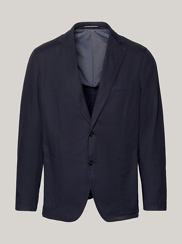 blue broken twill two-piece slim fit suit for men tommy hilfiger