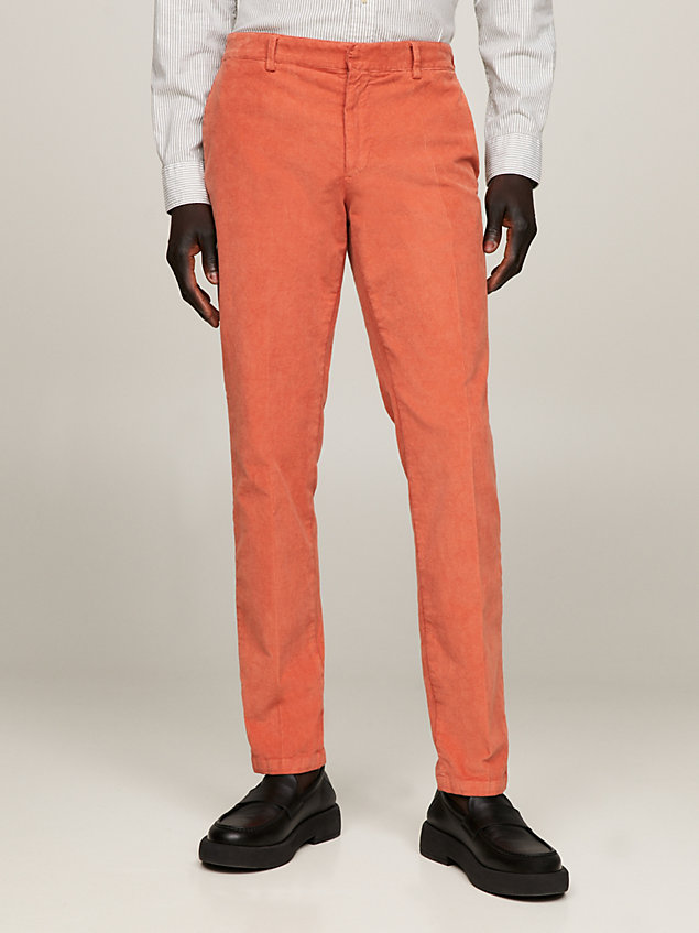 orange zweiteiliger slim fit anzug aus baby-cord für herren - tommy hilfiger