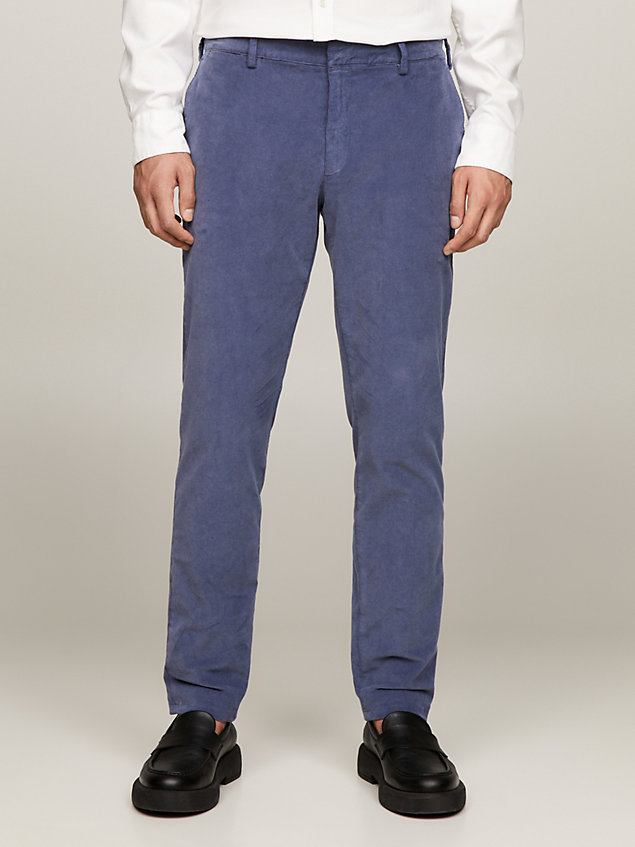 blue baby corduroy two-piece slim fit suit for men tommy hilfiger