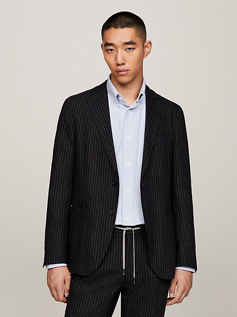 blue dotted pinstripe two-piece slim fit suit for men tommy hilfiger