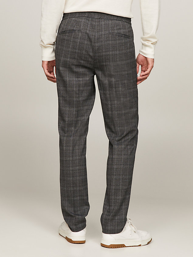 grey prince of wales check travel suit for men tommy hilfiger