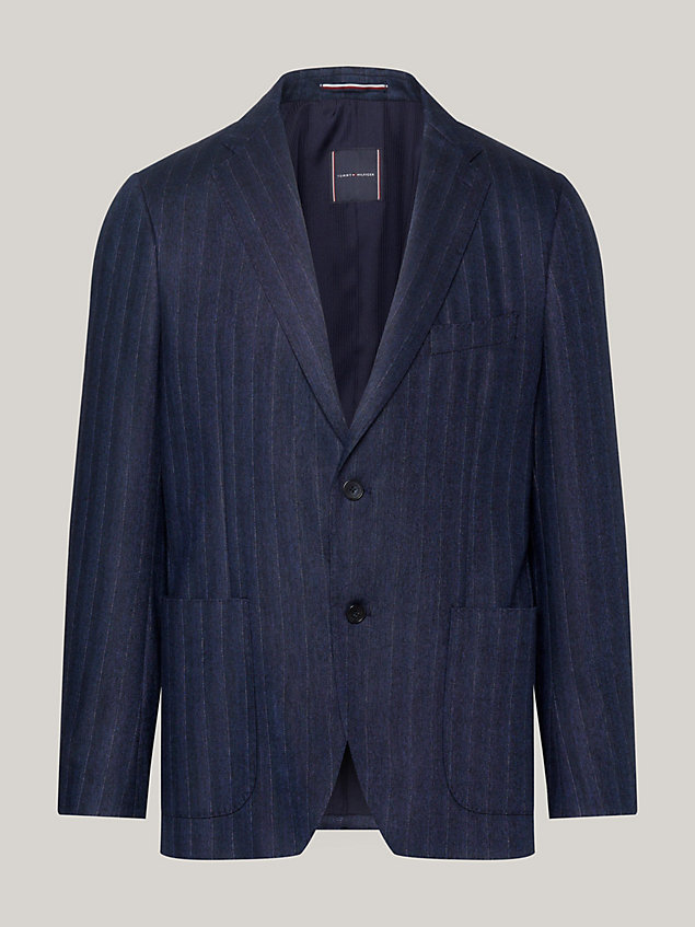 blue regular fit blazer met visgraatweving voor heren - tommy hilfiger