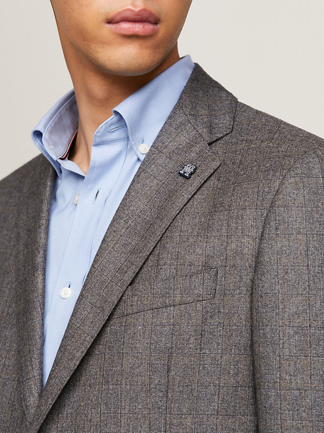 grey italian wool blend regular fit blazer for men tommy hilfiger