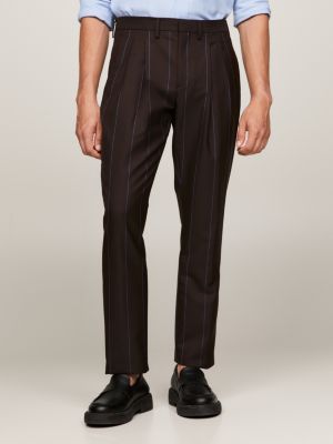 Black pinstripe best sale trousers mens