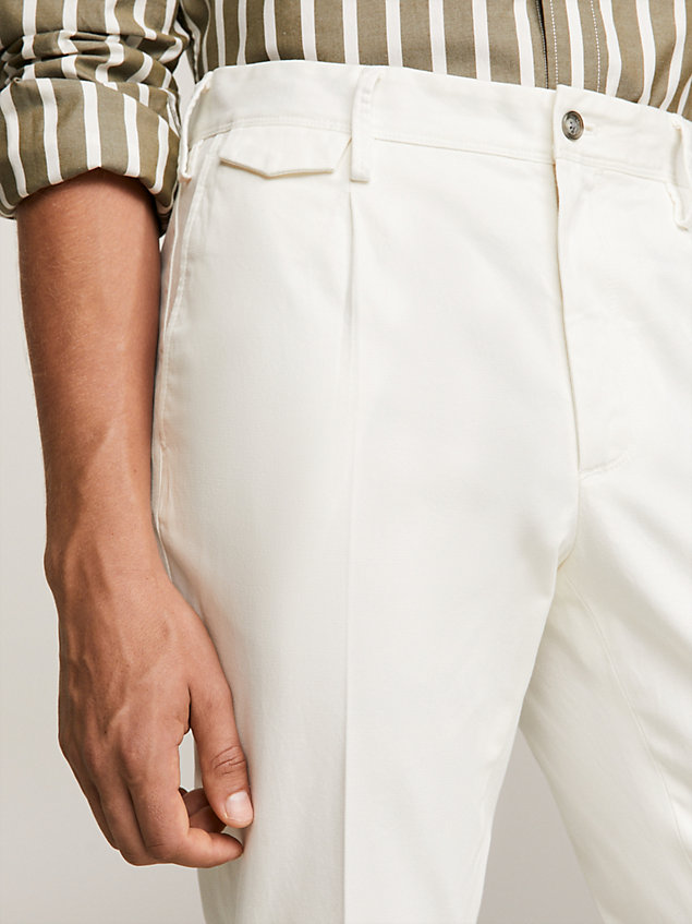 pantaloni slim fit formali con pinces white da uomo tommy hilfiger