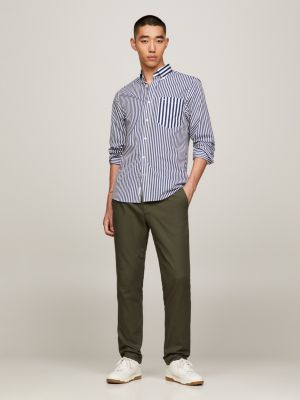 Pleated Twill Formal Slim Fit Trousers | Green | Tommy Hilfiger