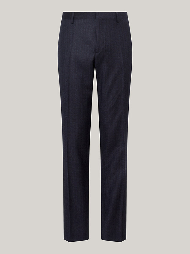 blue fine italian wool formal slim trousers for men tommy hilfiger