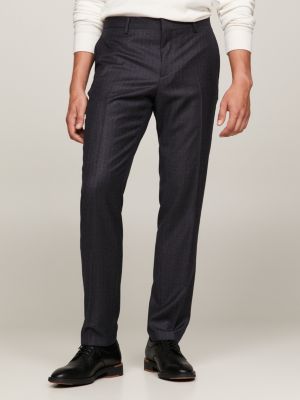 Fine Italian Wool Formal Slim Trousers, Blue