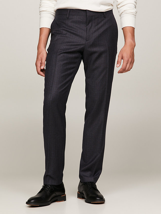blue fine italian wool formal slim trousers for men tommy hilfiger