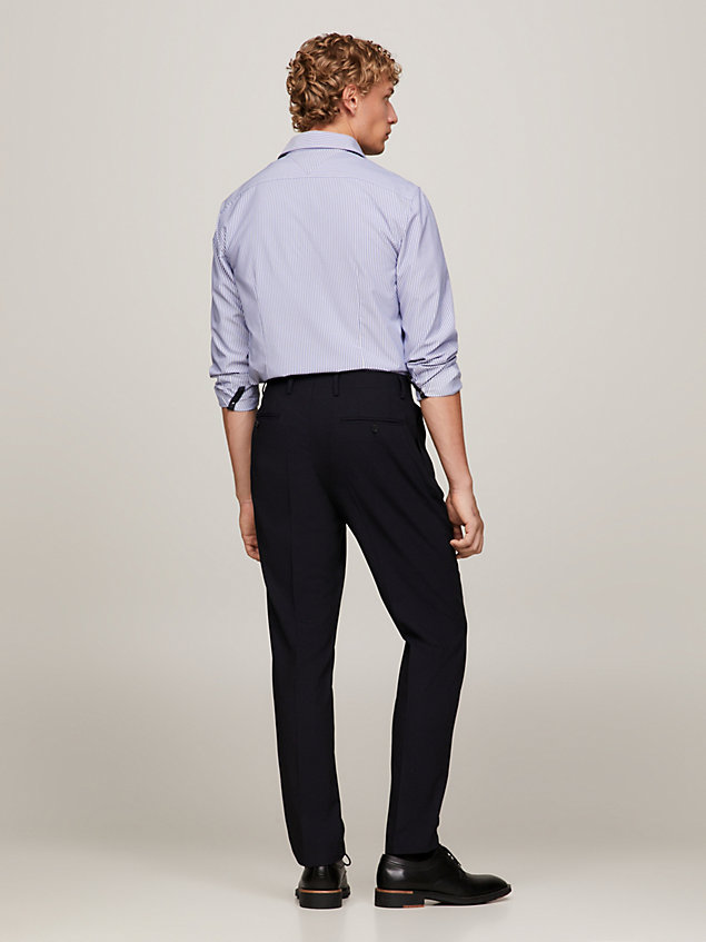 blue plain weave formal slim fit trousers for men tommy hilfiger