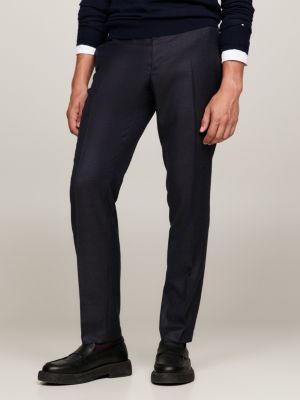 Pantalón formal de corte slim en lana, Azul