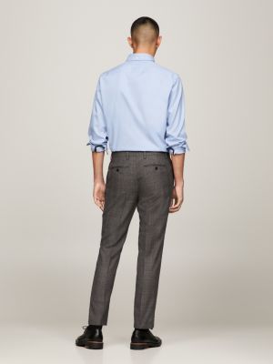 Grey Slim Fit Signature 100% Wool Trousers With Motion Flex Waistband