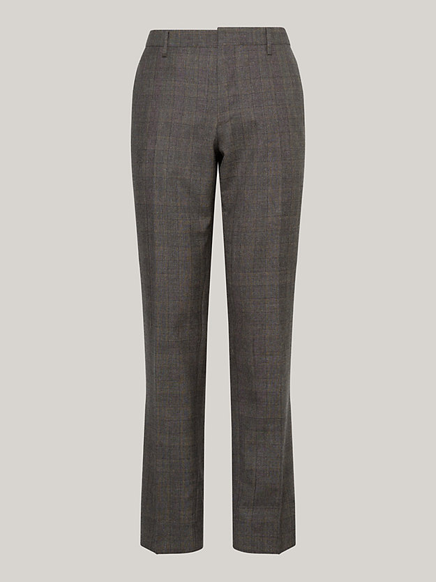 pantaloni slim fit formali in lana grigio da uomini tommy hilfiger