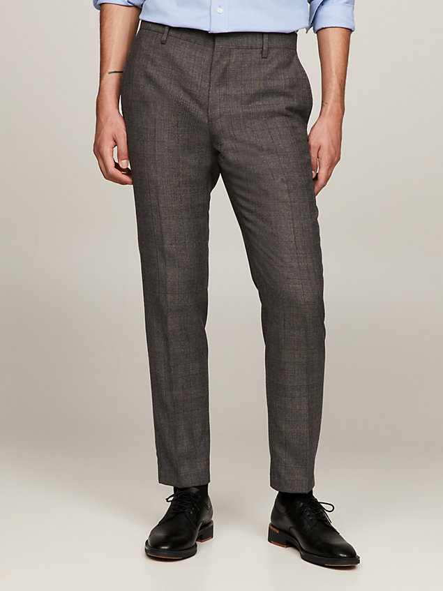 pantaloni slim fit formali in lana grey da uomo tommy hilfiger