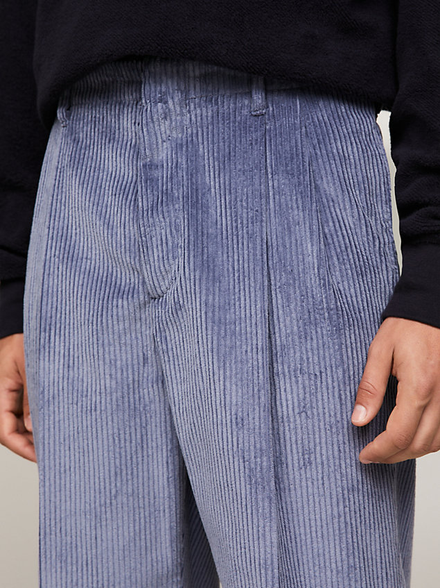 blue sztruksowe spodnie o regularnym kroju dla mężczyźni - tommy hilfiger