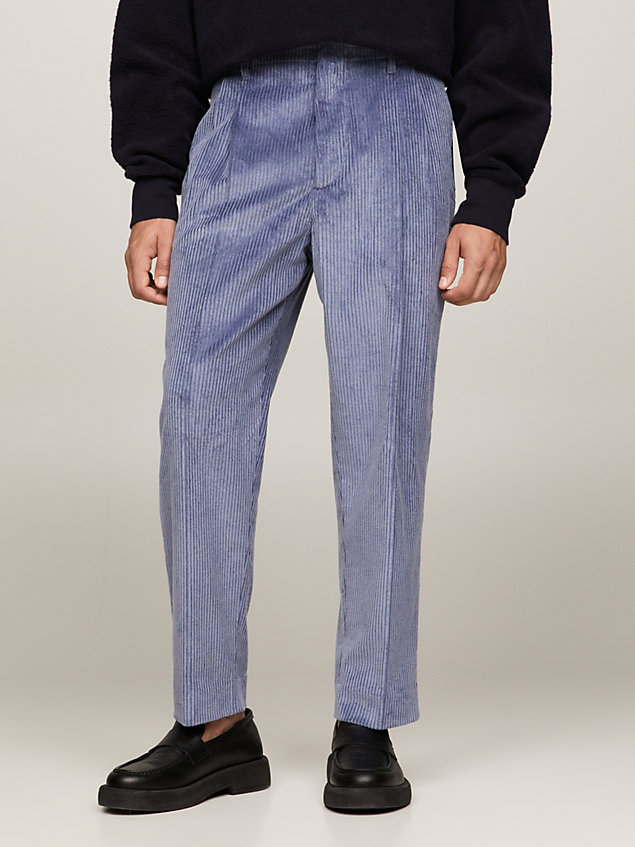 blue corduroy casual regular fit trousers for men tommy hilfiger