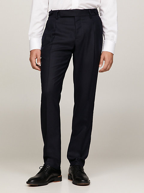 blue slim fit tuxedo trousers for men tommy hilfiger