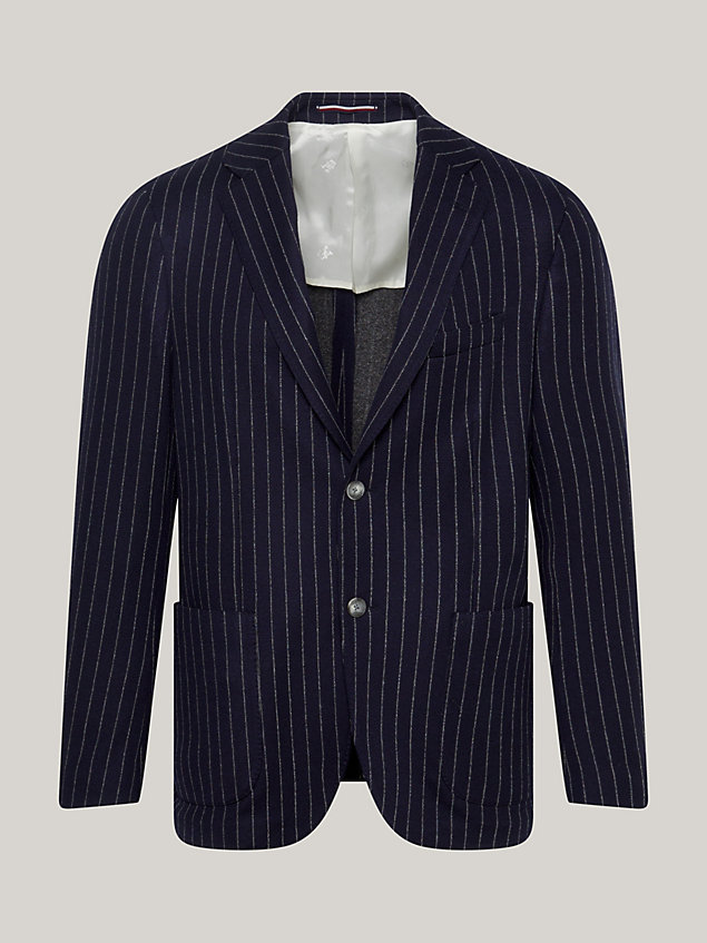 blue pinstripe jersey single breasted slim blazer for men tommy hilfiger