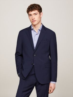blue zweiteiliger slim fit anzug aus jersey für herren - tommy hilfiger
