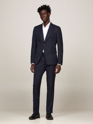 blue einreihiges, strukturiertes slim fit sakko für herren - tommy hilfiger