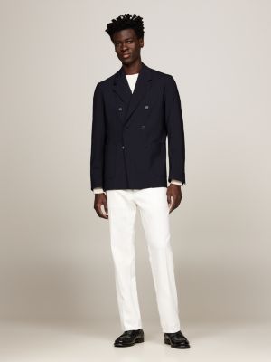blue zweireihiges regular fit sakko für herren - tommy hilfiger
