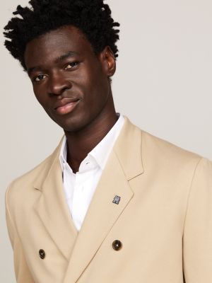 Double Breasted Unconstructed Regular Fit Blazer | Beige | Tommy Hilfiger