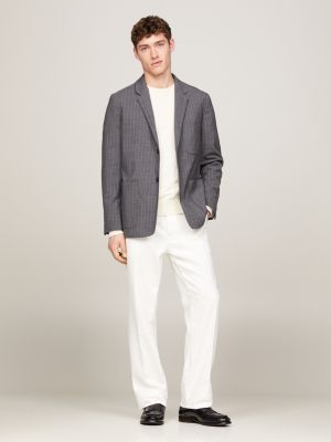 grey unstrukturiertes regular fit sakko für herren - tommy hilfiger