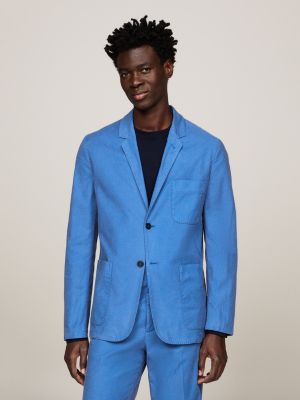 blue einreihiger jersey-blazer in stückfärbung für herren - tommy hilfiger