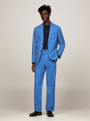 blue stückgefärbte regular fit hose für herren - tommy hilfiger