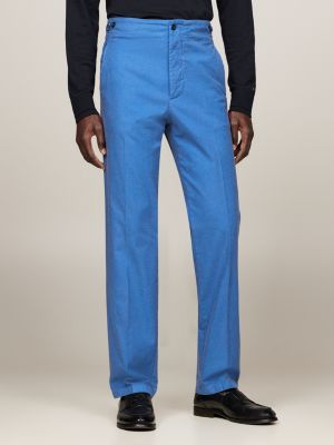 blue stückgefärbte regular fit hose für herren - tommy hilfiger
