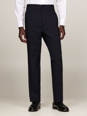 Denton Brushed Fitted Straight Trousers | Blue | Tommy Hilfiger