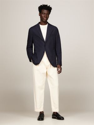 blue einreihiger slim fit blazer in stückfärbung für herren - tommy hilfiger