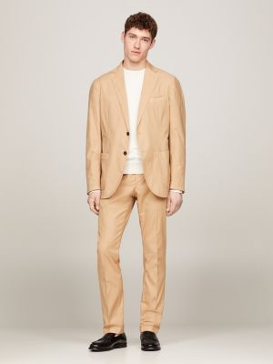 beige slim fit anzug aus jersey mit stückfärbung für herren - tommy hilfiger