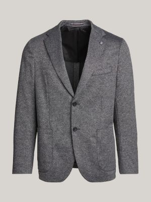 Single Breasted Unconstructed Jersey Slim Blazer Grey Tommy Hilfiger