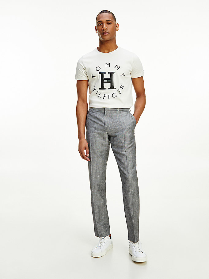 grey two-tone trousers for men tommy hilfiger