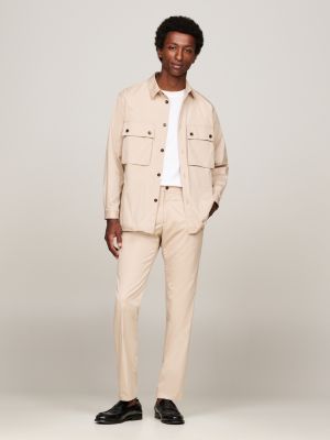 beige toggle cord waist poplin jacket for men tommy hilfiger