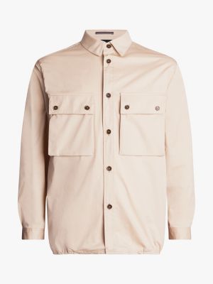 beige toggle cord waist poplin jacket for men tommy hilfiger