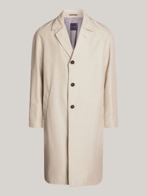 beige single breasted regular fit coat for men tommy hilfiger